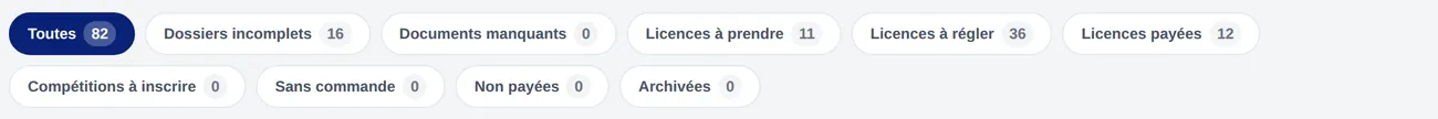 Filtres de suivi des licences fédérales