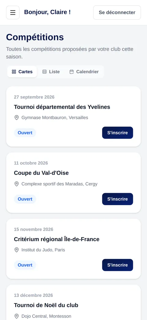 Compétitions dans l'espace famille