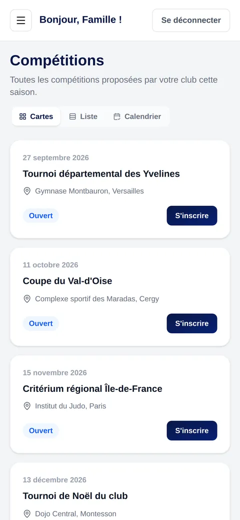 Compétitions dans l'espace famille